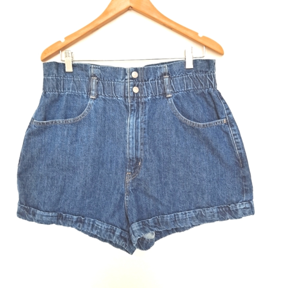 Levi's Blue Denim Jean High Rise Elastic Waist Shorts sz 31
